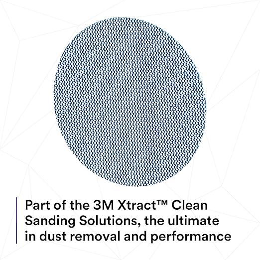 3M Xtract Net Disc 310W, 320+, 5 in, Die 500X, Pack of 50 Hook and Loop Sanding Discs, Virtually Dust-Free, Value Option for Metal, Wood, Composites, Stock Removal, and Fine Finishing