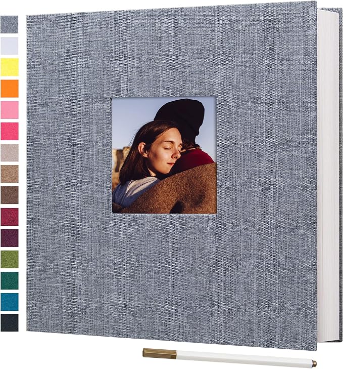 potricher 13.2x12.8 Inch Self Adhesive Photo Album Linen Cover 80 Pages Sticky by potricher