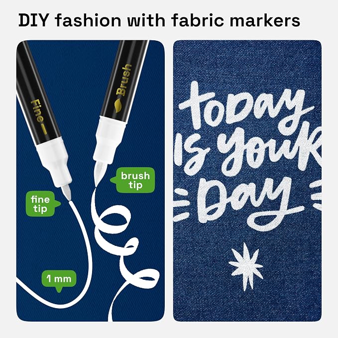 ARTISTRO 2 White Dual-Tip Fabric Markers - Image 2