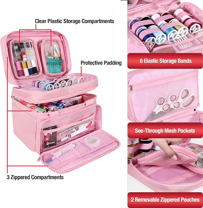 SINGER Sewing Accessories Organizer – Double Layer Portable Sewing Storage Bag - Image 4