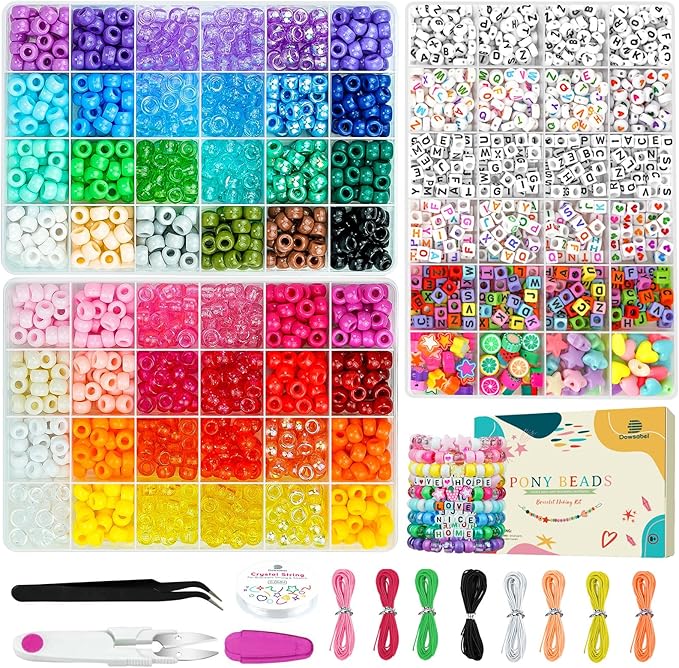 Dowsabel Friendship Bracelet Making Kit, Pony Kandi Beads & 11 Different Beads by Dowsabel