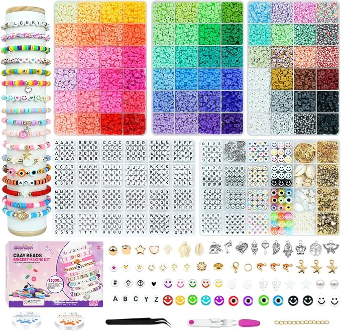 Gionlion Clay Beads Friendship Bracelet Making Kit, 72 Colors Preppy Clay A-Z by Gionlion