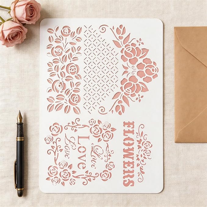 TIAMECH A4 Reusable Flowers Love Stencil - Image 5