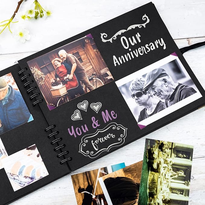 Bstorify Large Scrapbook Photo Albums 50 Pages Black Thick Kraft Paper - Image 7