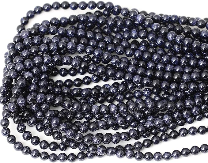 60PCS 6mm Natural Blue Sandstone Gemstone Round Loose Beads Stone Beads - Image 3