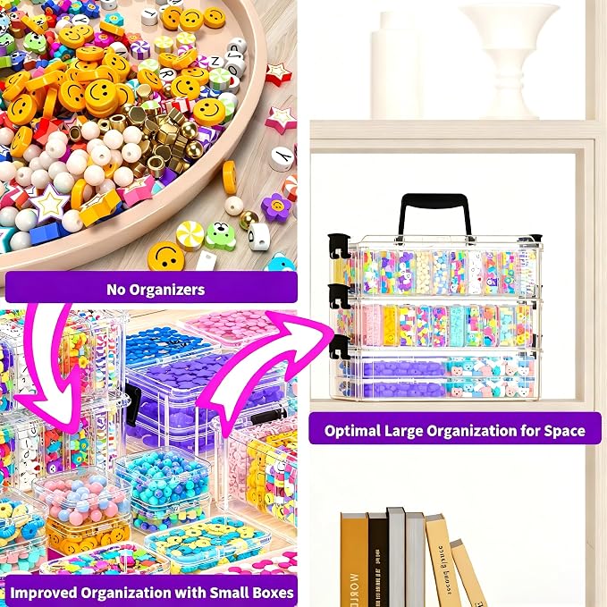 Bead Organizer Box 58 Pcs, 3-Tier Stackable Storage Box, and 3 Different - Image 7