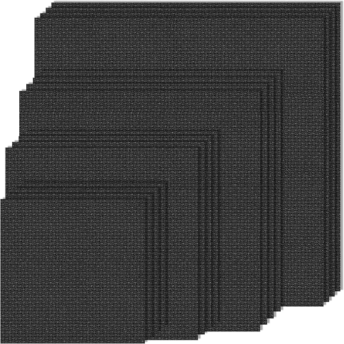 MYFAMIREA 16PCS Cross Stitch Fabric, 4 Sizes Black Aida Cloth 14 Count Craft by MYFAMIREA
