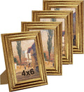 KTKDE 4x6 Picture Frame Set of 4, Ornate Vintage Gold Photo Frames by KTKDE