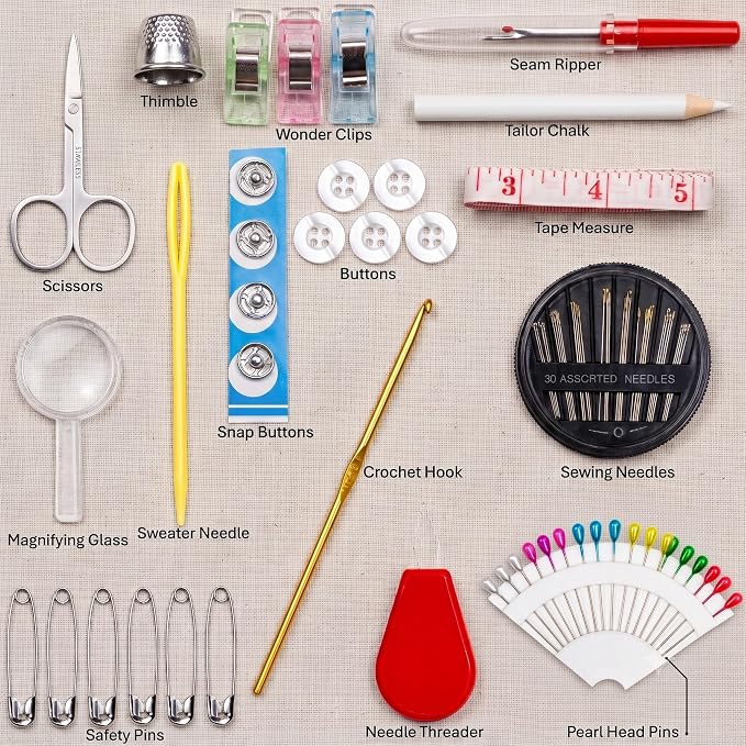 119-Piece Travel Sewing Kit for Adults & Kids, Small Needle & Thread Kit | Mini - Image 4