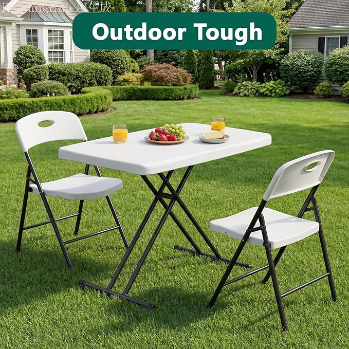 Folding Table 30 Inch -2Pack, Small Desk Adjustable Height TV Tray - Image 2