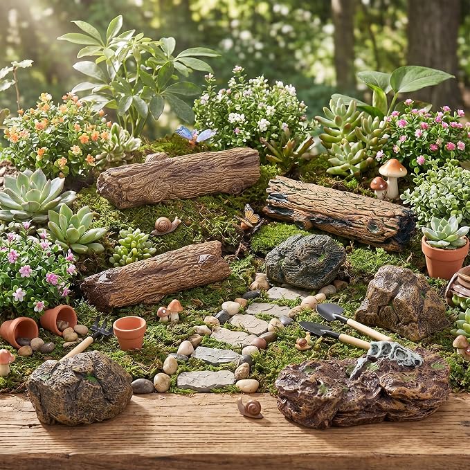 Warmtree Artificial Tree Stump Mini Garden Figurines Stumps Ornaments Miniature - Image 4