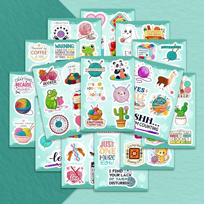 100Pcs Crochet Stickers for Water Bottle, Laptop - Image 5