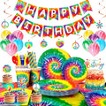 Tie Dye Birthday Party Supplies, 16 Guests Tie Dye Party Tableware Decorations by Unknown