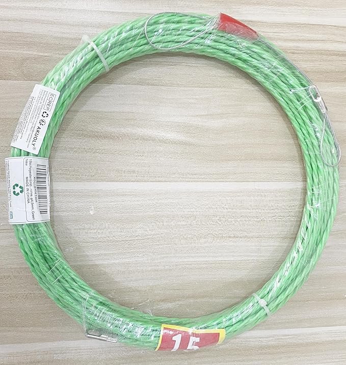 Fish Tape 49FT Wire Fishing Tools Cable Pulling Wire 4.5mm Diameter, Ideal for Cable Runs 15m