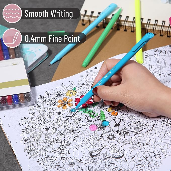 Mr. Pen- Colored Fineliner Pens, 24 Pack, 0.4mm Tip | Ergonomic Triangular - Image 3