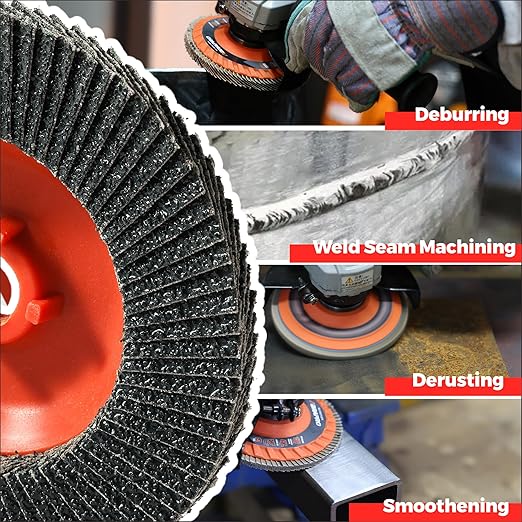 Jumbo Zirconia Flap Discs 4 1/2 for Angle Grinder, 40/60/80/120 Grit Type 27 High Density Trimmable 5/8"-11 inch Grinding Wheels for Grinding, Rust Removal, Sanding and Finishing - 10 Pack
