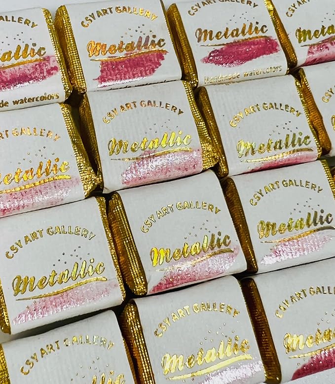 Sparkly Handmade Watercolor Paint Palette Metallic Watercolors Painting Set Gift - Image 5