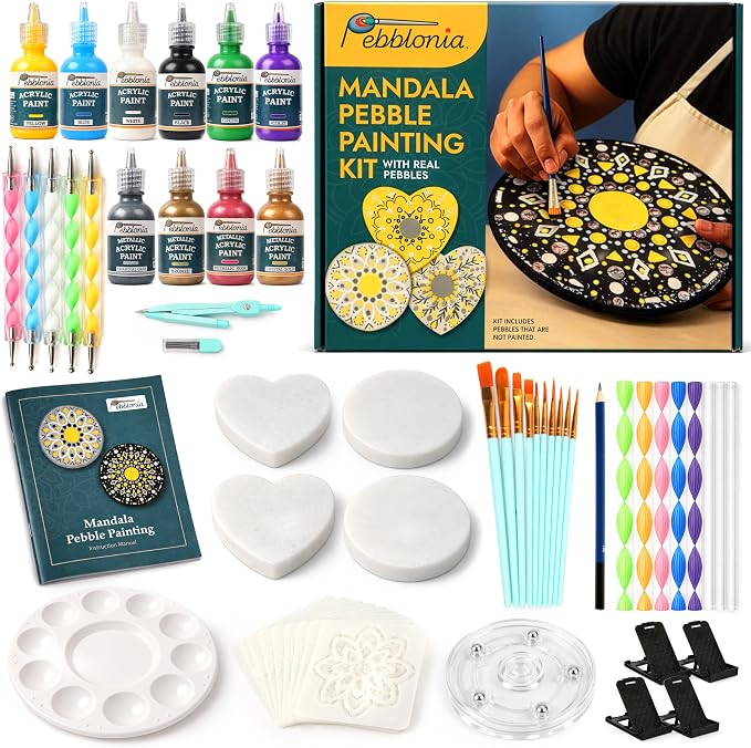 Pebblonia Mandala Rocks Pebble Painting Kit by Pebblonia