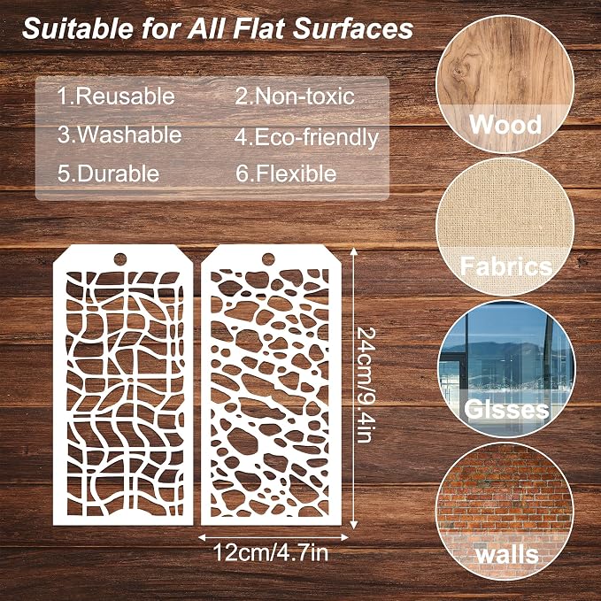 14 Pieces for Crafts Stencils Texture Stencils for Painting Reusable Art Deco - Image 2