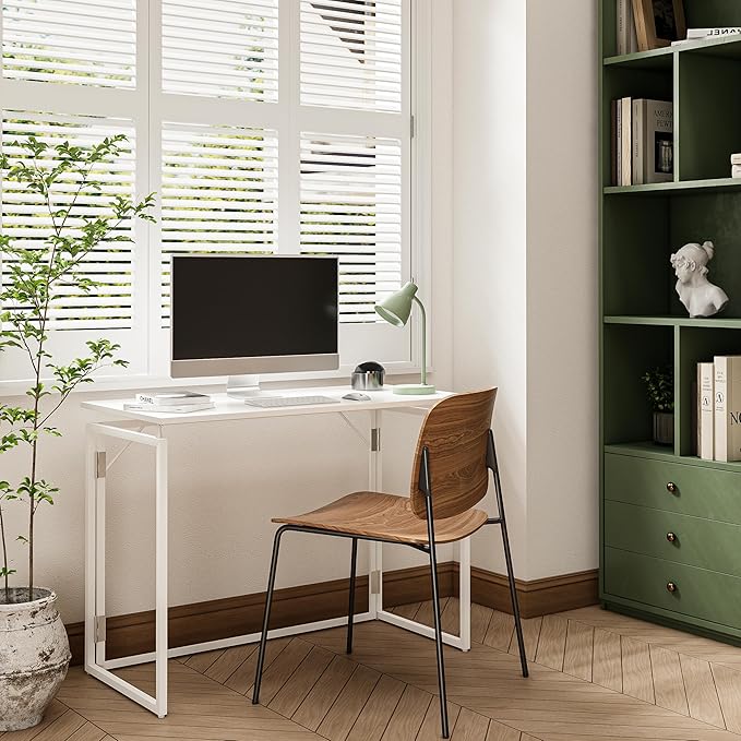 alawooder 39.4" Folding Desk: No Assembly, Wood Top - Image 6