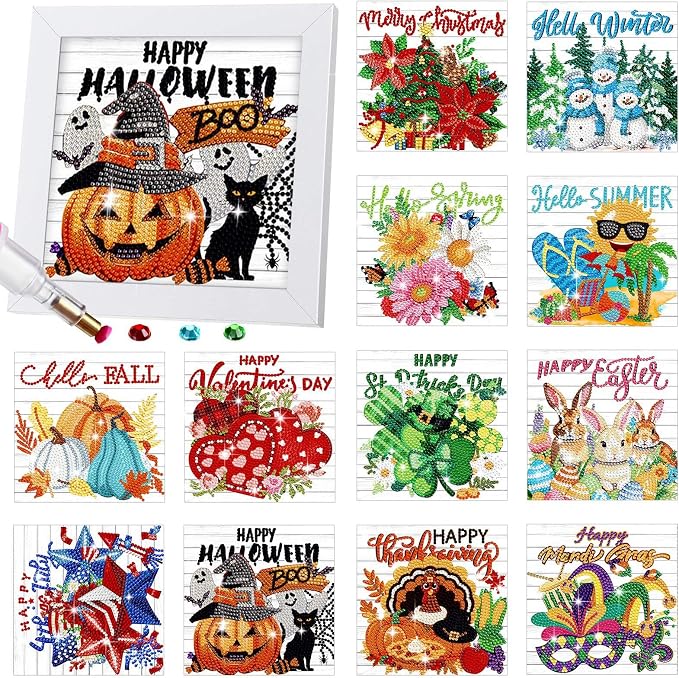 Trandraft 13 Pcs Fall Holiday Diamond Art Kits by Trandraft