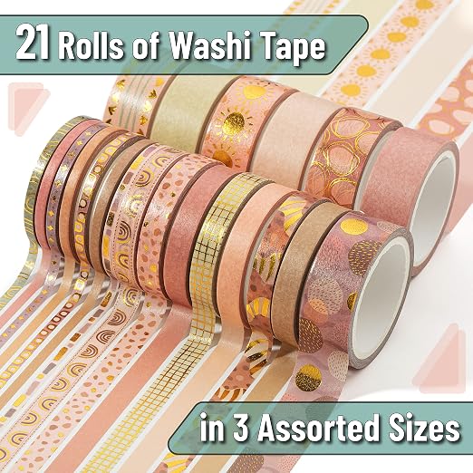 Mr. Pen- Washi Tape Set, 21 Rolls, Boho Design | 5.5 Yards/Roll, Washi Tape - Image 2