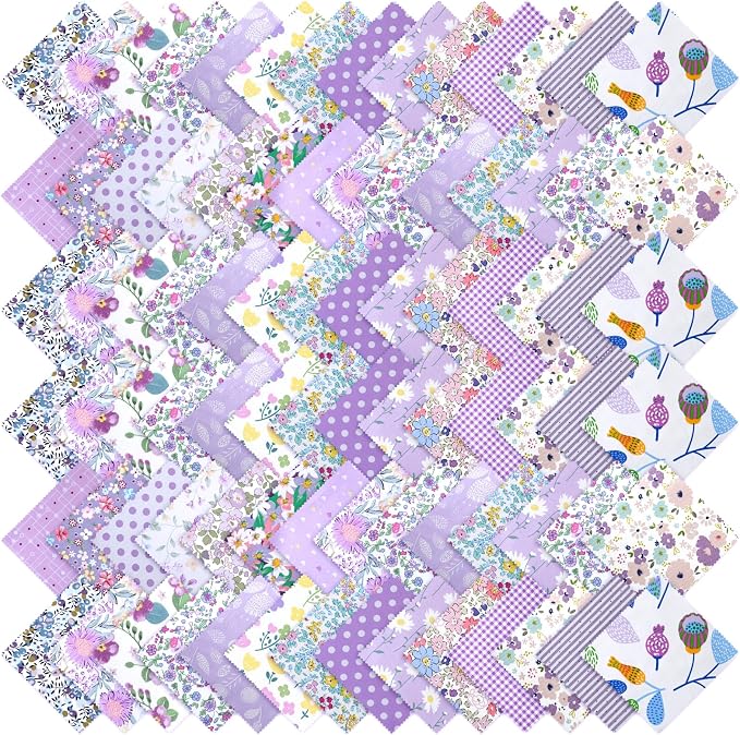 168 Pcs Purple Charm Packs for Quiltings, Cotton Quilting Fabric Bundles by Unknown