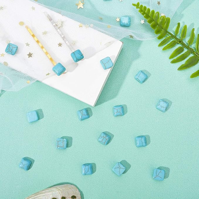 arricraft 100PCS Square Synthetic Turquoise Gemstone Flat Back Stone Cabochons - Image 4