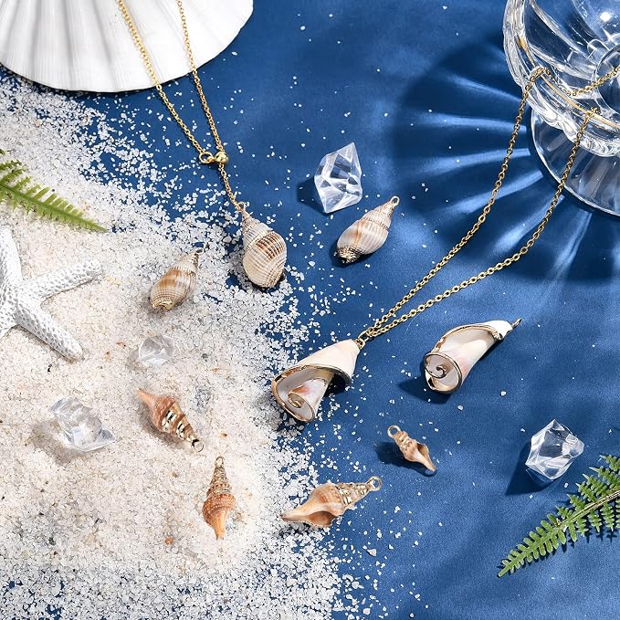 SUNNYCLUE 1 Box 16Pcs 4 Style Electroplate Spiral Seashells Craft Charms - Image 5