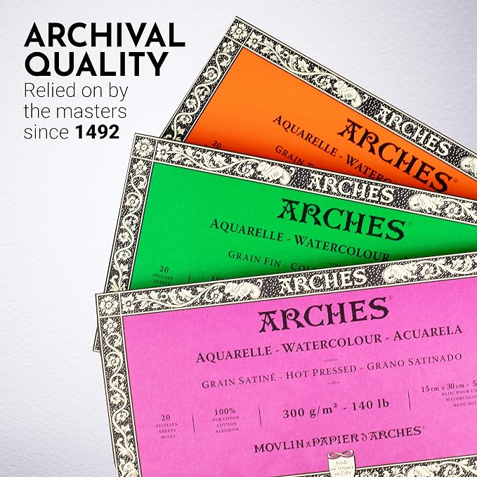 Arches Watercolor Paper Block, Hot Press, 5.9" x 11.8", 140 pound - Image 5