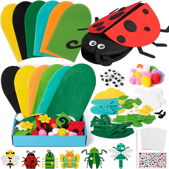 WATINC 6Pcs Hand Puppet Making Kit, Art Craft Felt Sock Puppet Toys, Creative by WATINC