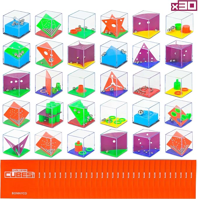 BONNYCO Brain Teaser Puzzles Cubes Kids Party Favors Pack 30. Pinata Goodie by BONNYCO