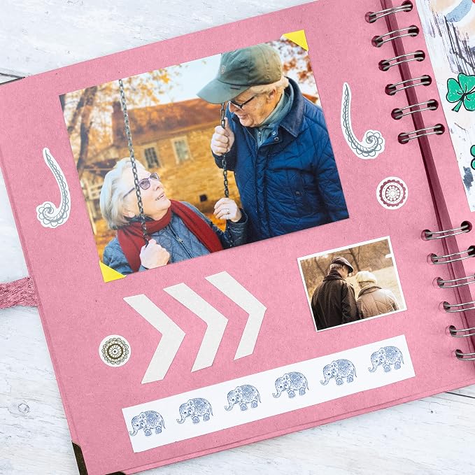 Bstorify Square Scrapbook Photo Albums 8 x 8 Inch Pink Thick Paper, Metal - Image 6