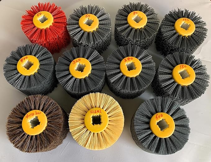 Abrasive Nylon Drawing Wheel Drum Burnishing Brush for Wooden Polishing 1 Pack (60 Grit Black)
