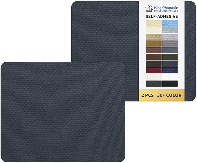 KING MOUNTAIN Canvas Repair Patch 9 x11 Inch 2 Pcs Self-Adhesive Waterproof Fabric Patch for Sofas, Tents, Furniture,Tote Bags, Car Seats (Dark Grey-1)