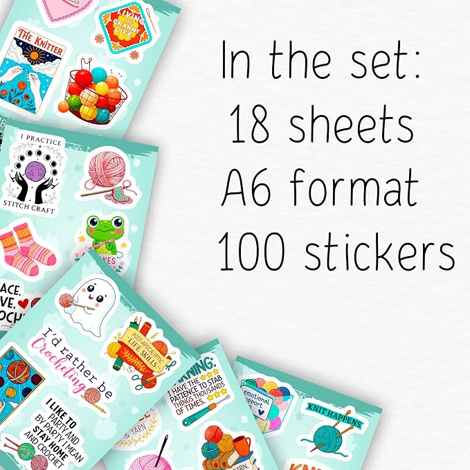 100Pcs Crochet Stickers for Water Bottle, Laptop - Image 2