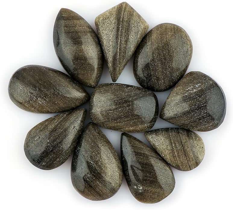 10pcs, Natural Gemstone Cabochon, Wholesale Assorted Flatback Crystals by CRYSTALINES