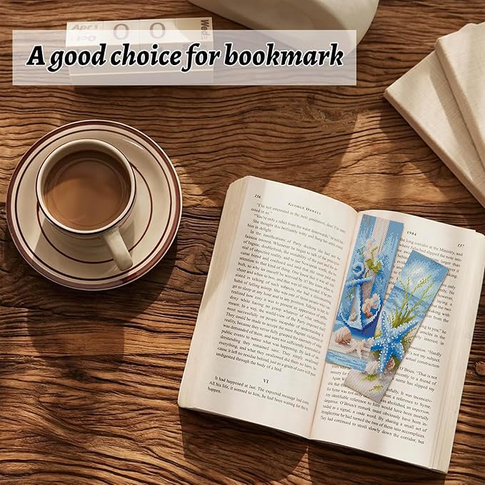 NEGEKFKX 6 Pcs Beach Cross Stitch Bookmark Kit - Image 3