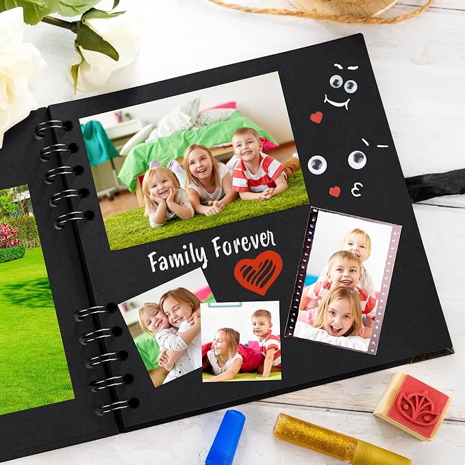 Bstorify Square Scrapbook Photo Albums 36 Pages Black Thick 250gsm Kraft Paper - Image 5