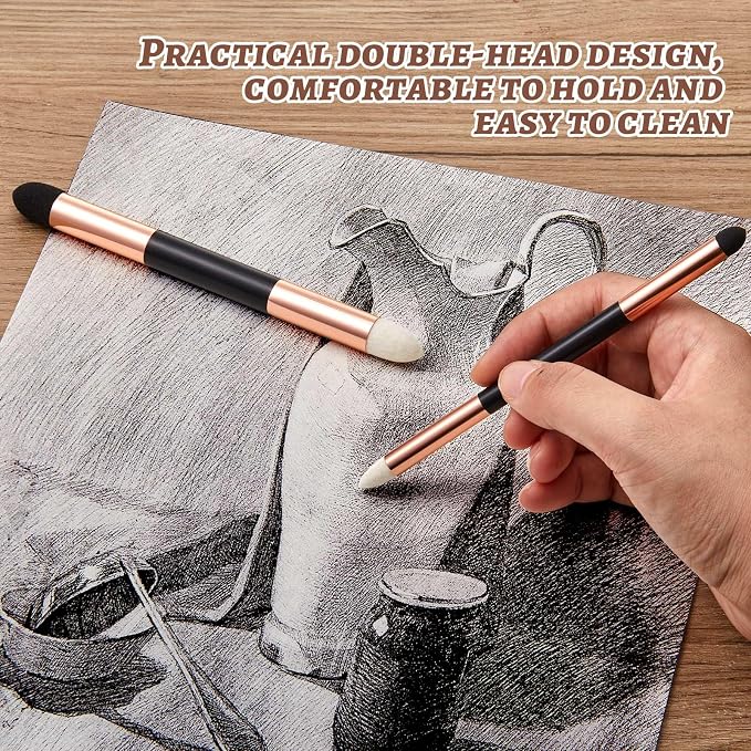 Kosiz 6 Pcs Blending Sponge Pen Double Headed Rub and Buff Washable Sketch - Image 6