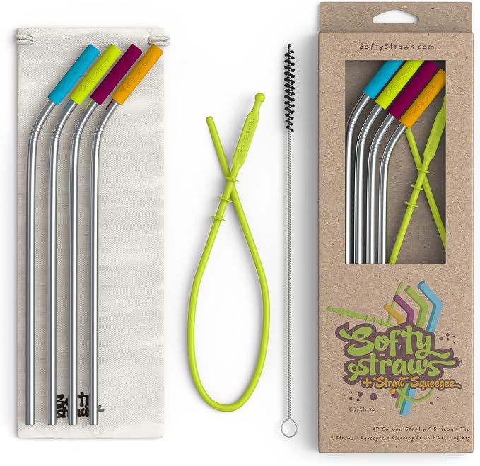 Softy Straws Premium Reusable Stainless Steel Drinking Straws by SoftyStraws