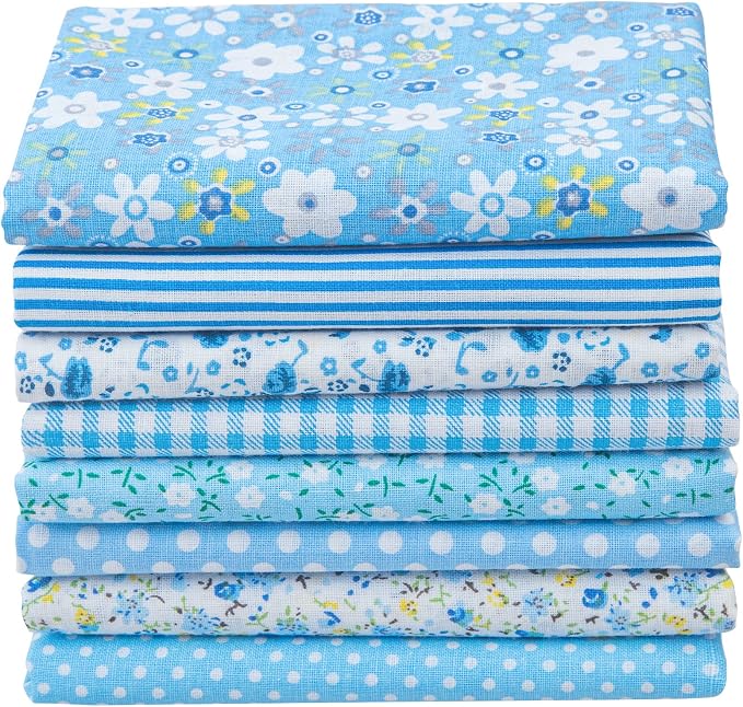 Aubliss 8pcs Fat Quarter Fabric Bundles Quilting Cotton Craft Fabric Pre-Cut by Aubliss