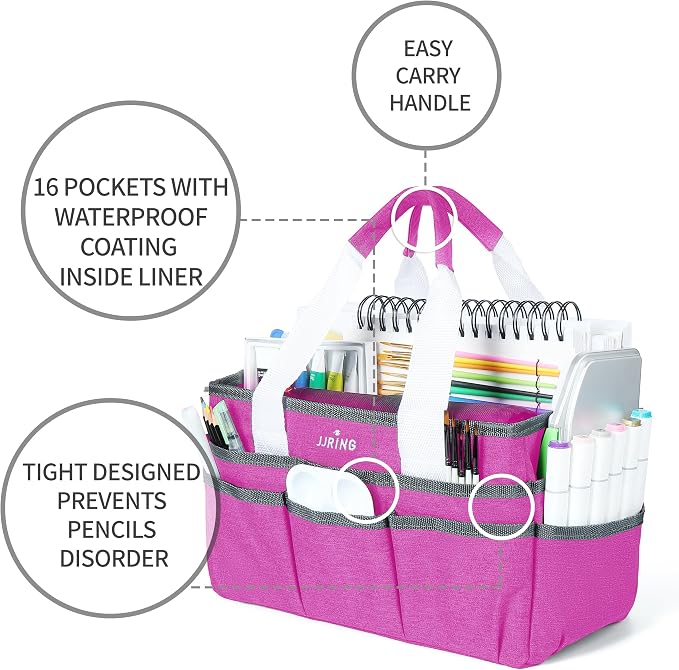 JJRING Craft Organizer Tote Bag, Art Storage Caddy - Image 8