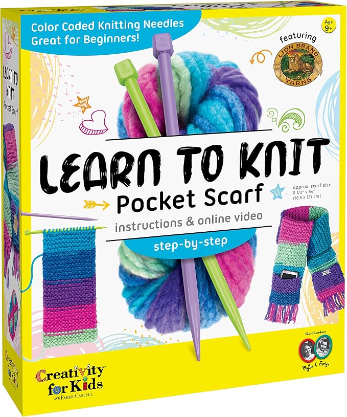 Creativity for Kids Learn to Knit Pocket Scarf by CreativityforKids