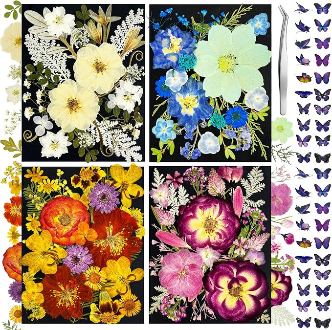 142Pcs Dried Flowers, Dried Pressed Flowers by VCTSELITY