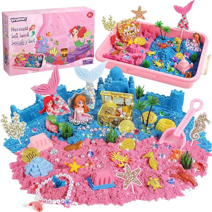 KNASON Mermaid Sensory Bin, Play Sand Art Kit by KNASON