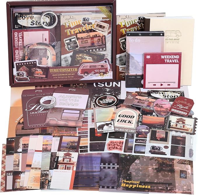Scrapbooking Supplies Kit, Aesthetic Daily Life Travel Scrapbook Kit by emmoolife