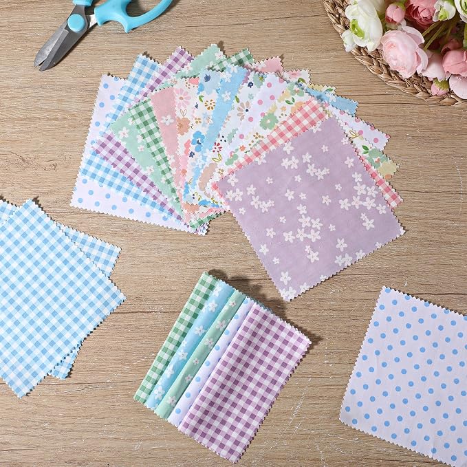 84 Pcs Floral Charm Packs for Quiltings, Cotton Quilting Fabric Bundles - Image 7