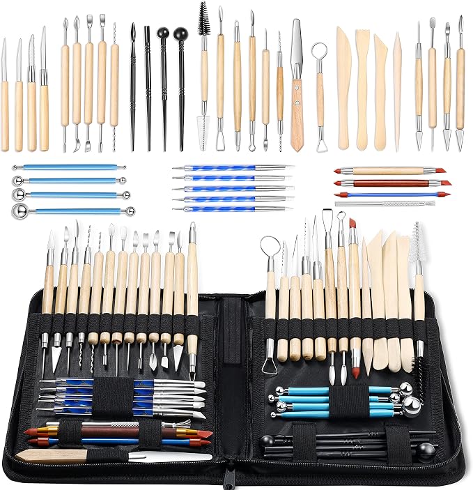 ISSEVE Pottery Clay Sculpting Tools 43Pcs Double Sided Ceramic Clay Carving by ISSEVE
