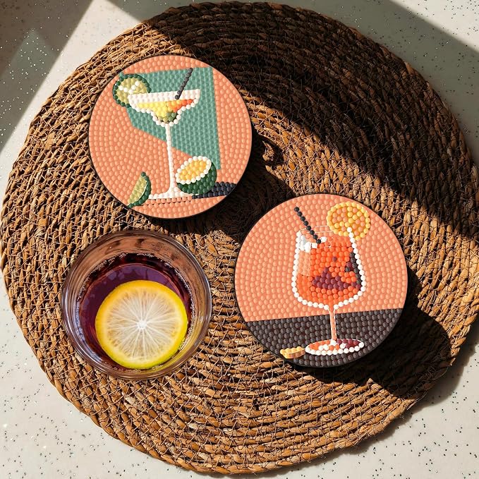 8 Pcs Cocktail Diamond Painting Coasters Kits - Image 4